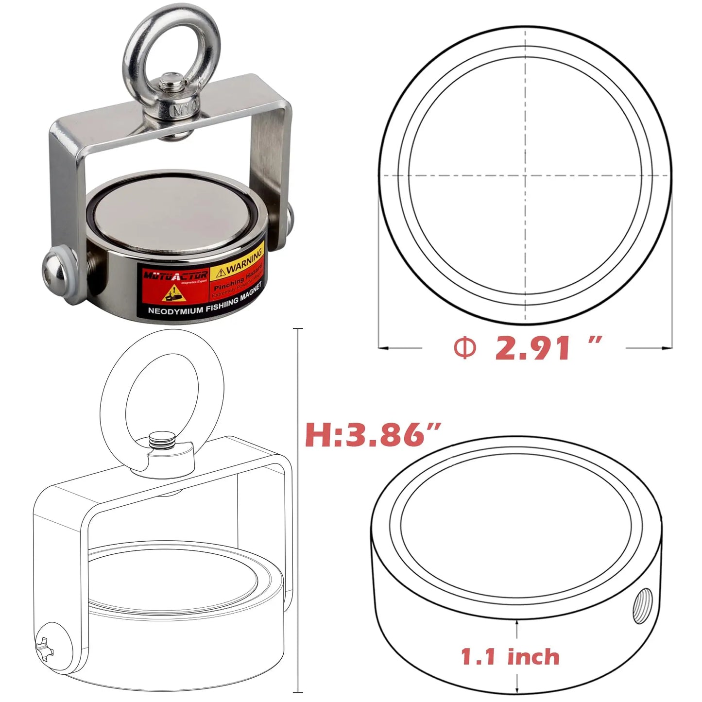 200KG Strong Magnetic Deep  N52 D55x35mm