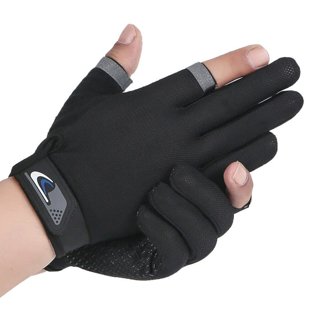 1 Pair Protective Fishing Gloves 2 Cut Fingers Fingerless Glove Men Women Anti-slip Fishing Wear Pesca Fitness Cycling Glove