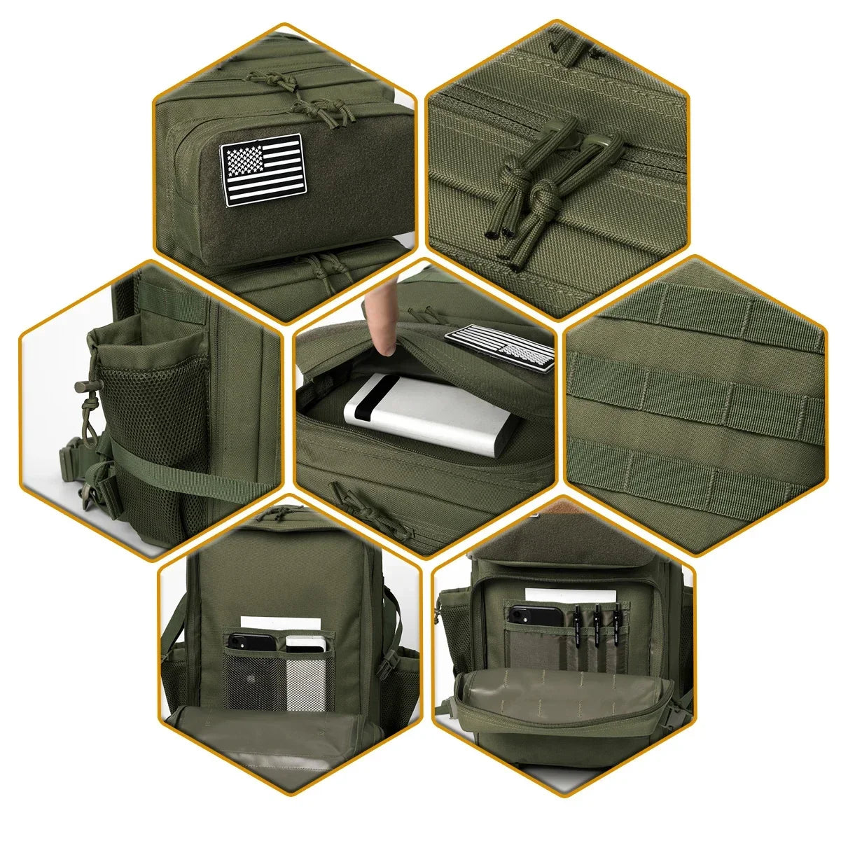 45L tactical backpack for outdoor sports hiking climbing travel with bottle holder