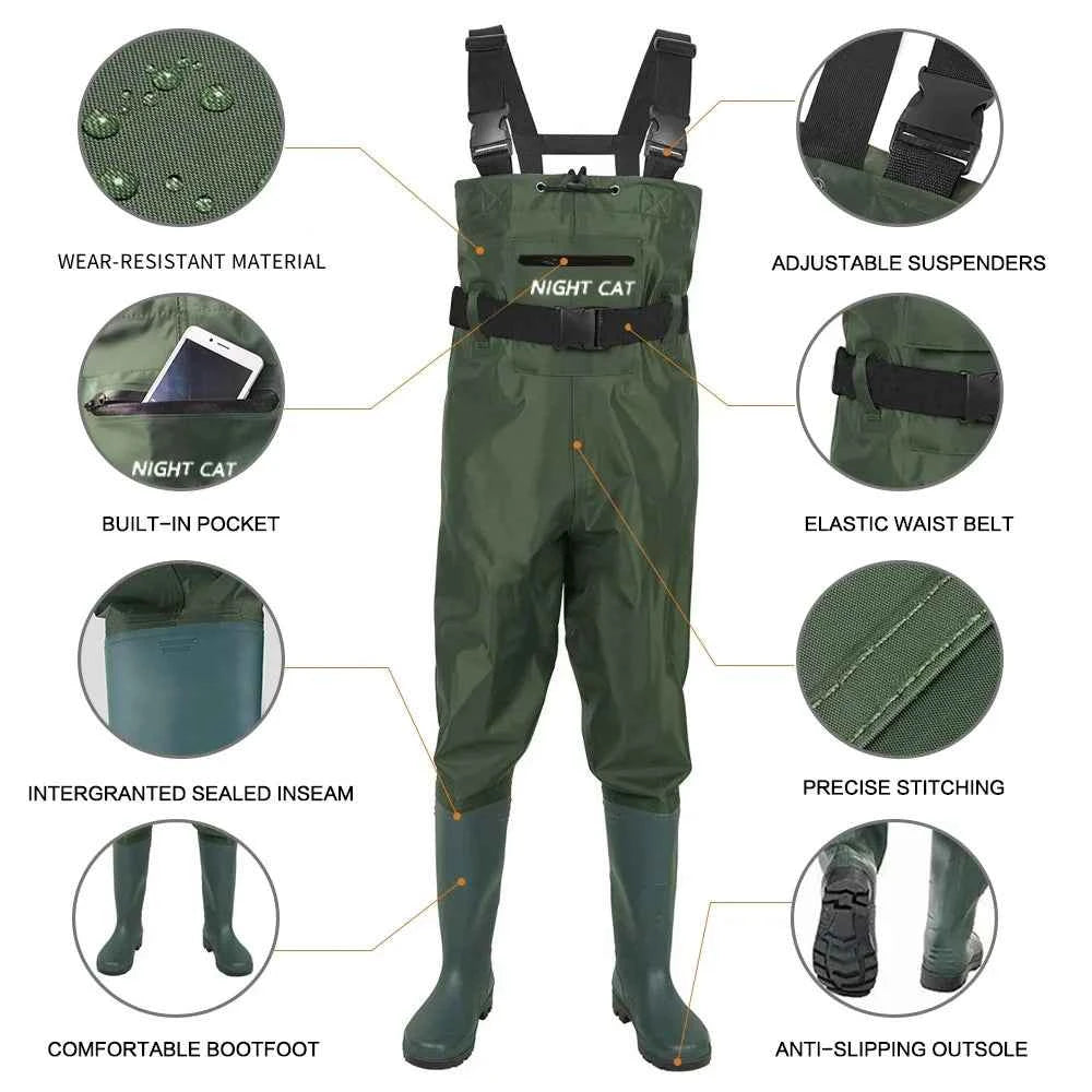 Fishing Wader for Men Women Waterproof Chest Wader with Boots Belt Breathable Lightweight