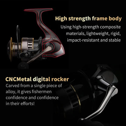 1 Piece Two-Hand Rotating Fishing Reel, He1000-7000 Series, 5.2:1 Gear Ratio, 22.05lb Extraction,  Aluminum Alloy Body, Left/Right Hands