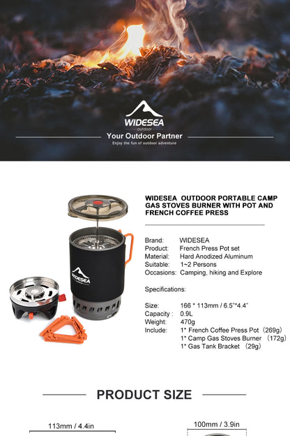 Widesea Camping Cooking System with Heat Exchanger Outdoor Gas Stove Burner