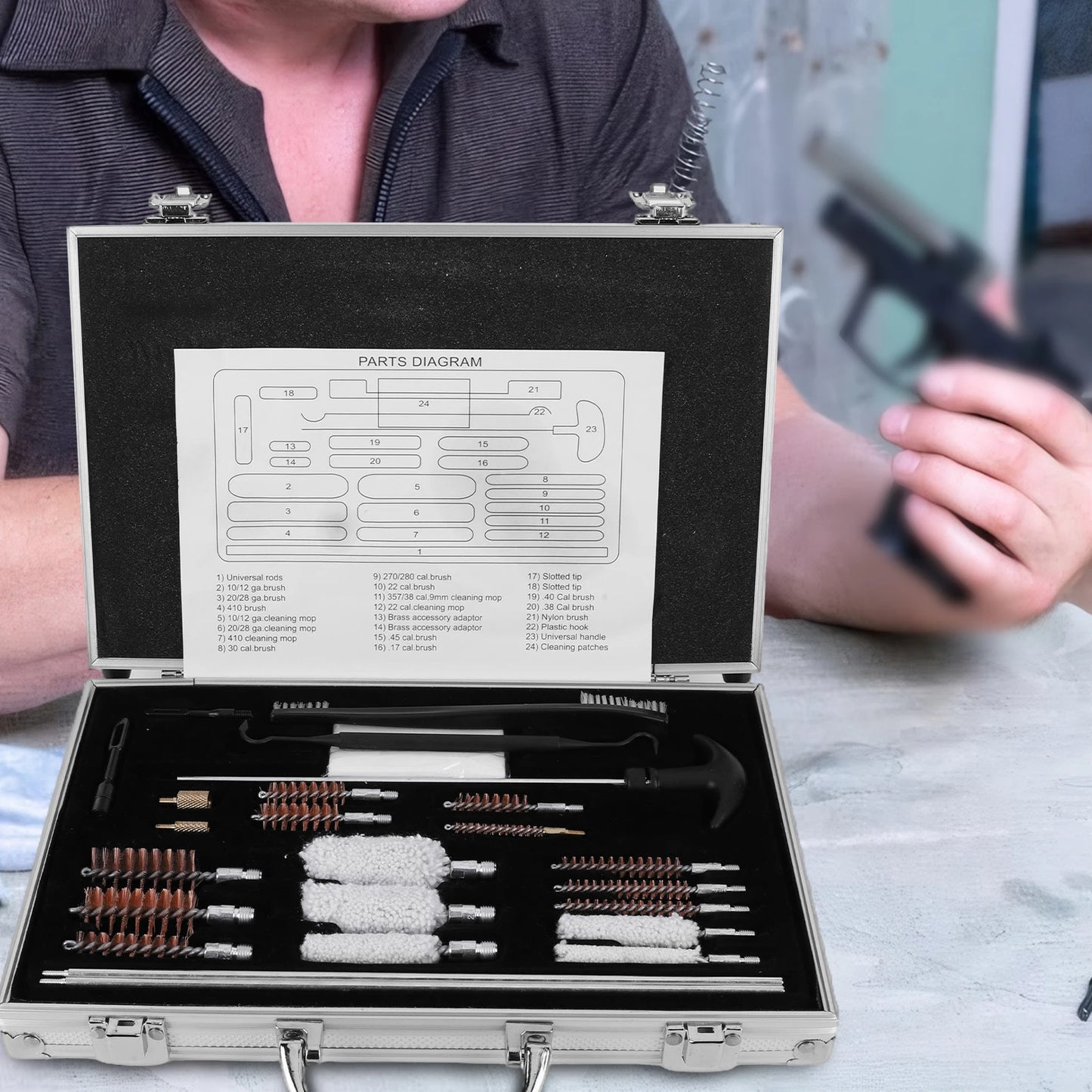 Gun Cleaning Kit Gun Cleaner Set Gun Brush Pipe Cleaning Tools Kit Barrel Brush Tool for Hunting and Gun Maintenance