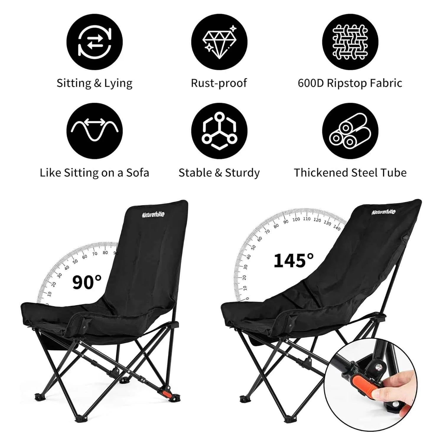 Naturehike Sea Star Recliner Outdoor Folding High Back Moon Chair 2-Position Adjustable Portable