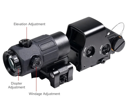 558 G33 Combo Hunting Holographic Sight Red Green Dot Reflex Tactical G43 G45 3X 5X Magnifier Sight Folding Side Flip Riflescope