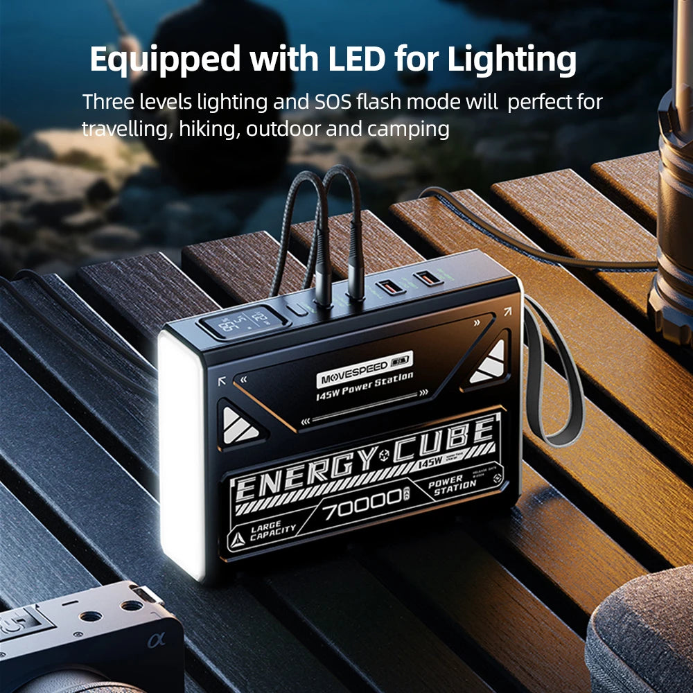 MOVESPEED LED Camping Lantern 70000mAh Large Capacity Battery w/ Rechargeable Lamp