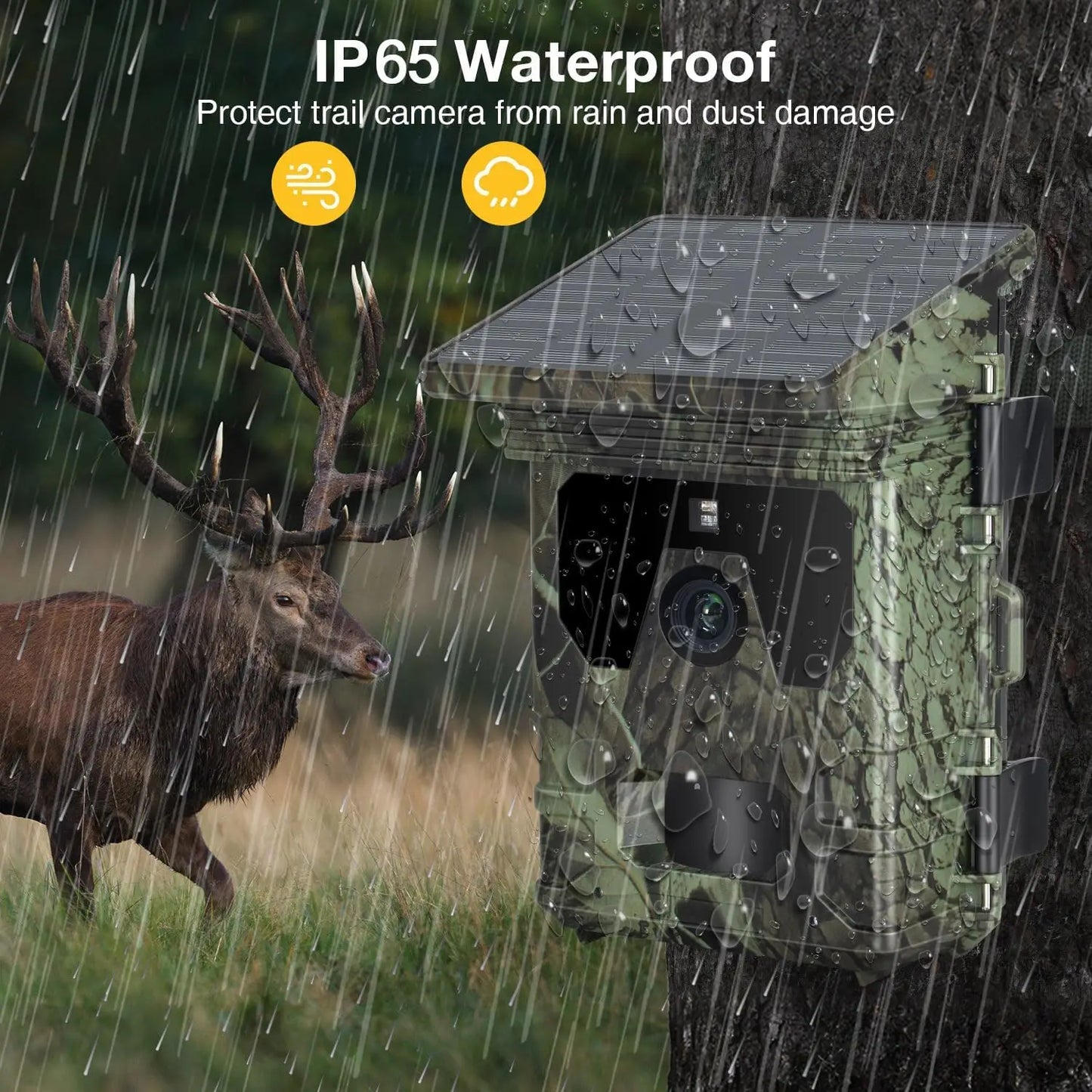 50MP 4K Solar Panel Hunting Camera Infrared Night Vision Monitoring Wildlife Trap Trail Camera Video Photo Recorder Cam