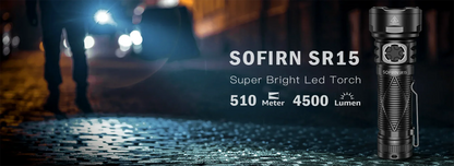 Sofirn SR15 4500LM Flashlight SFT25R Powerful LED Light 21700 USB C Rechargeable