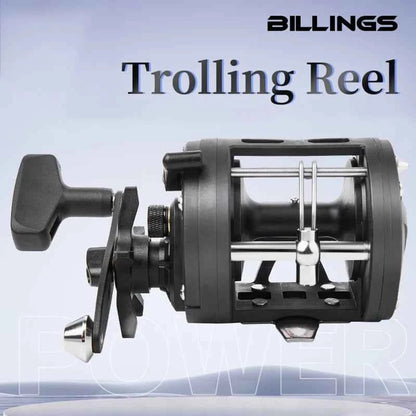 BILLINGS Trolling Drum Fishing Reels 33LB Max Drag 3.8:1 Gear Ratio High Toughness Body