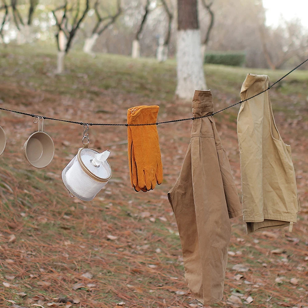 3 M Camping Stretch Clothesline With 12 Clips Hanging Laundry Drying Rope Portable