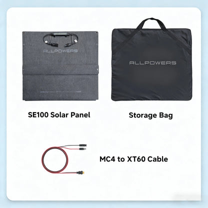 ALLPOWERS SE100 100W Solar Panel 100W/200W IP68 Waterproof Monocrystalline Foldable Solar Panel for Power Station Outdoor