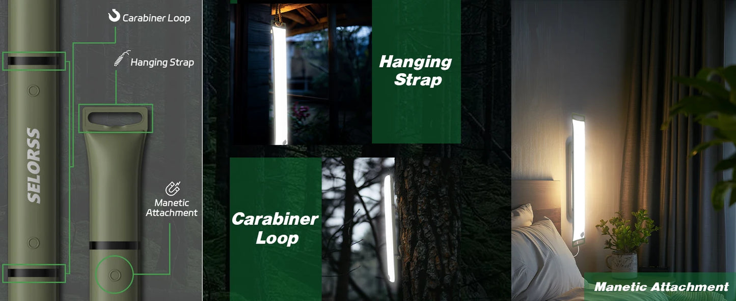 SELORSS Solar Camping Lantern 2000mAh Folding  Waterproof 3 Warm Light for Hiking Camping Fish USB-Type C
