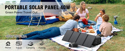 300W 260Wh Portable Power Station with Solar Panels 40W Solar Generator with AC Outlet 110V for Outdoor Garden Travel Camping RV