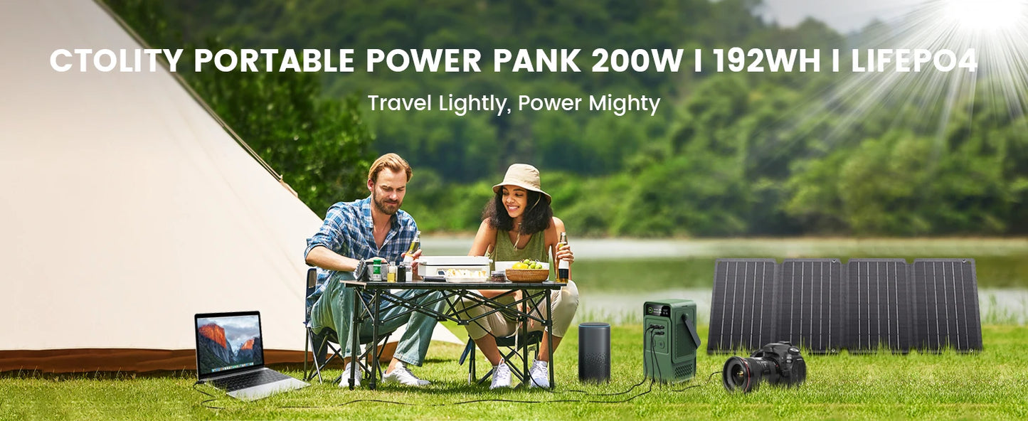 CTOLITY 200W 1800W Portable Power Station LiFePo4 Camping Solar Generator 110V 220V AC Energy Storage