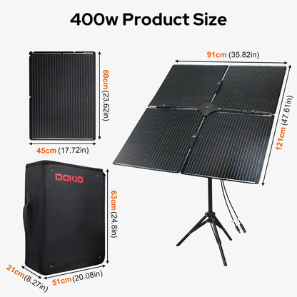 DOKIO 400W Portable Detachable & Adjustable Angle Blade Solar Panel Kit (8x50W)