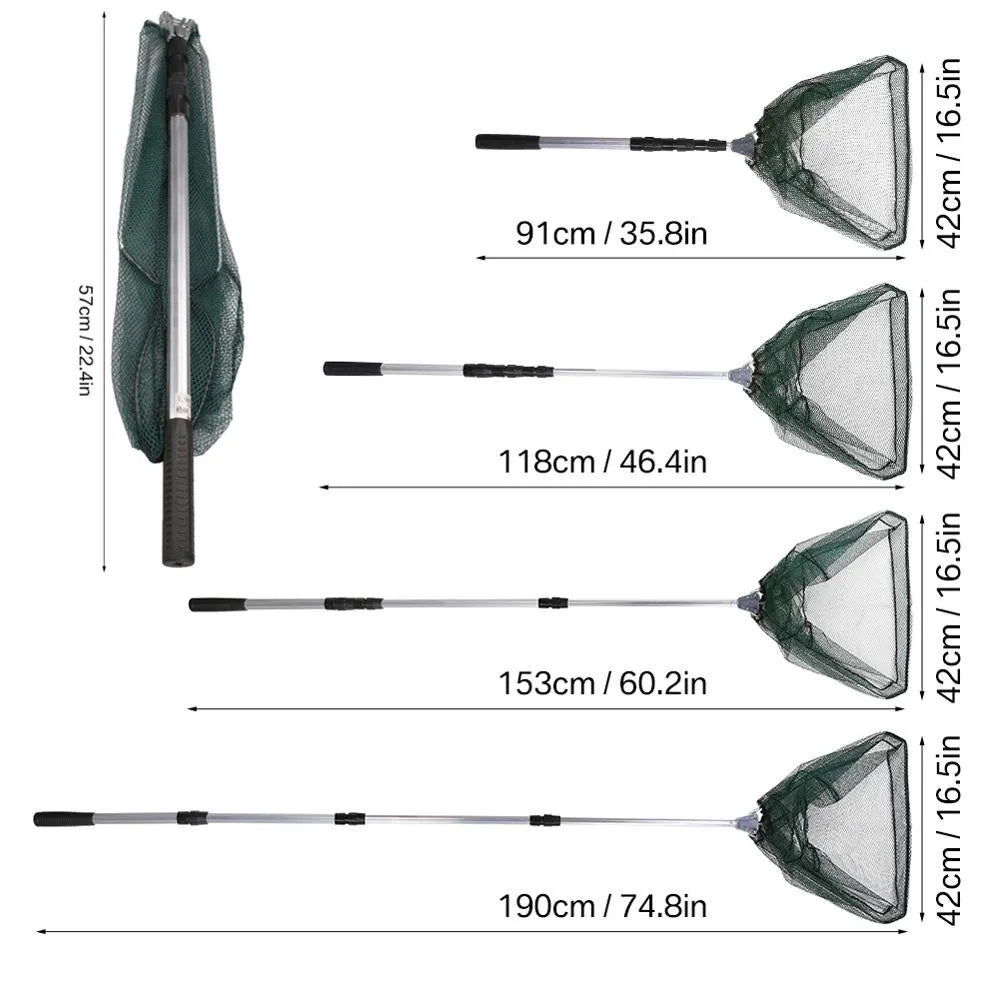 190cm 130cm 55cm Telescopic Landing Net Folding Fishing Pole Extending