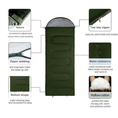 Camping Sleeping Bag Lightweight Backpacking Outdoor Mummy Cotton Winter Sleeping Bag