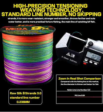 New 8 Strands PE Fishing Line Predatory Braided Wires 100M 300M 500M 1000M Multifilament Sea Carp Lines Durable Smooth Tackle