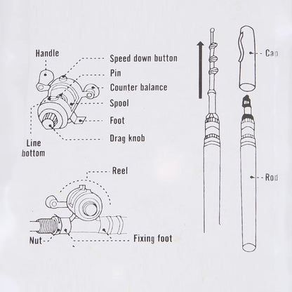 Aluminum Alloy Fishing Rod Pole Reel Multicolor Fishing Tool Pocket Fish Pen