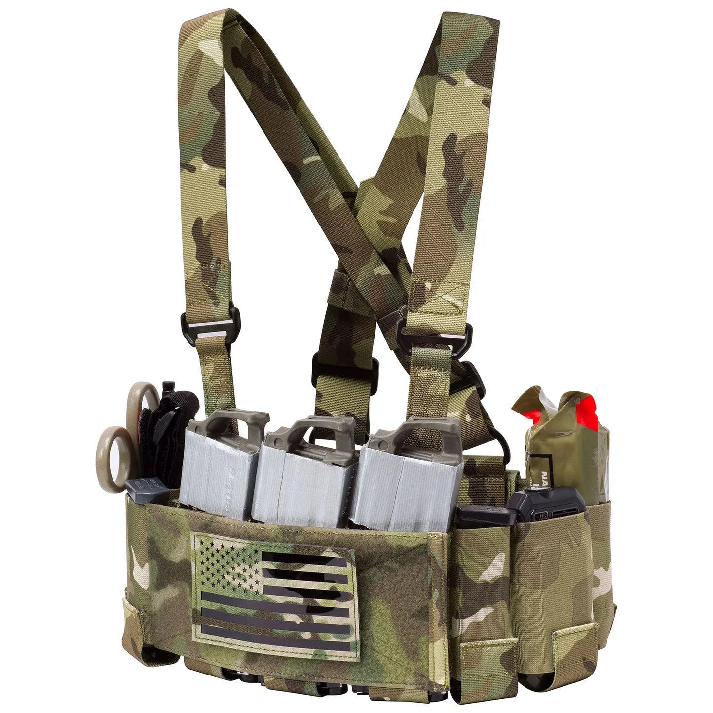 KRYDEX Tactical Ready Chest Rig Low Vis Lightweight Concealed Carry Chest Rig Vest With Elastic 5.56 Magazine Radio Pouch