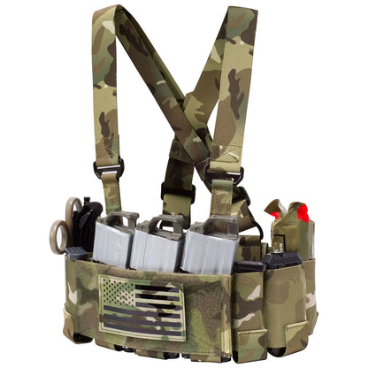 KRYDEX Tactical Ready Chest Rig Low Vis Lightweight Concealed Carry Chest Rig Vest With Elastic 5.56 Magazine Radio Pouch