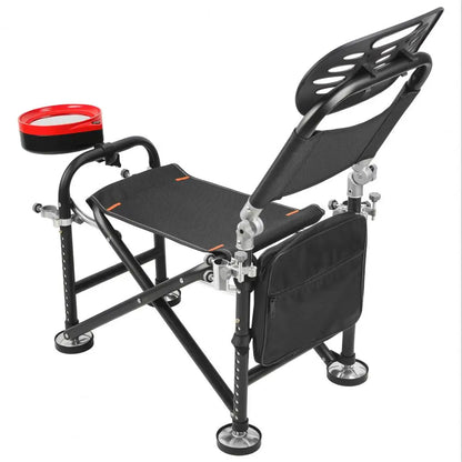 13 Gear Rise Fall 21cm Adjustment Fishing Chair with Backrest Rod Holder