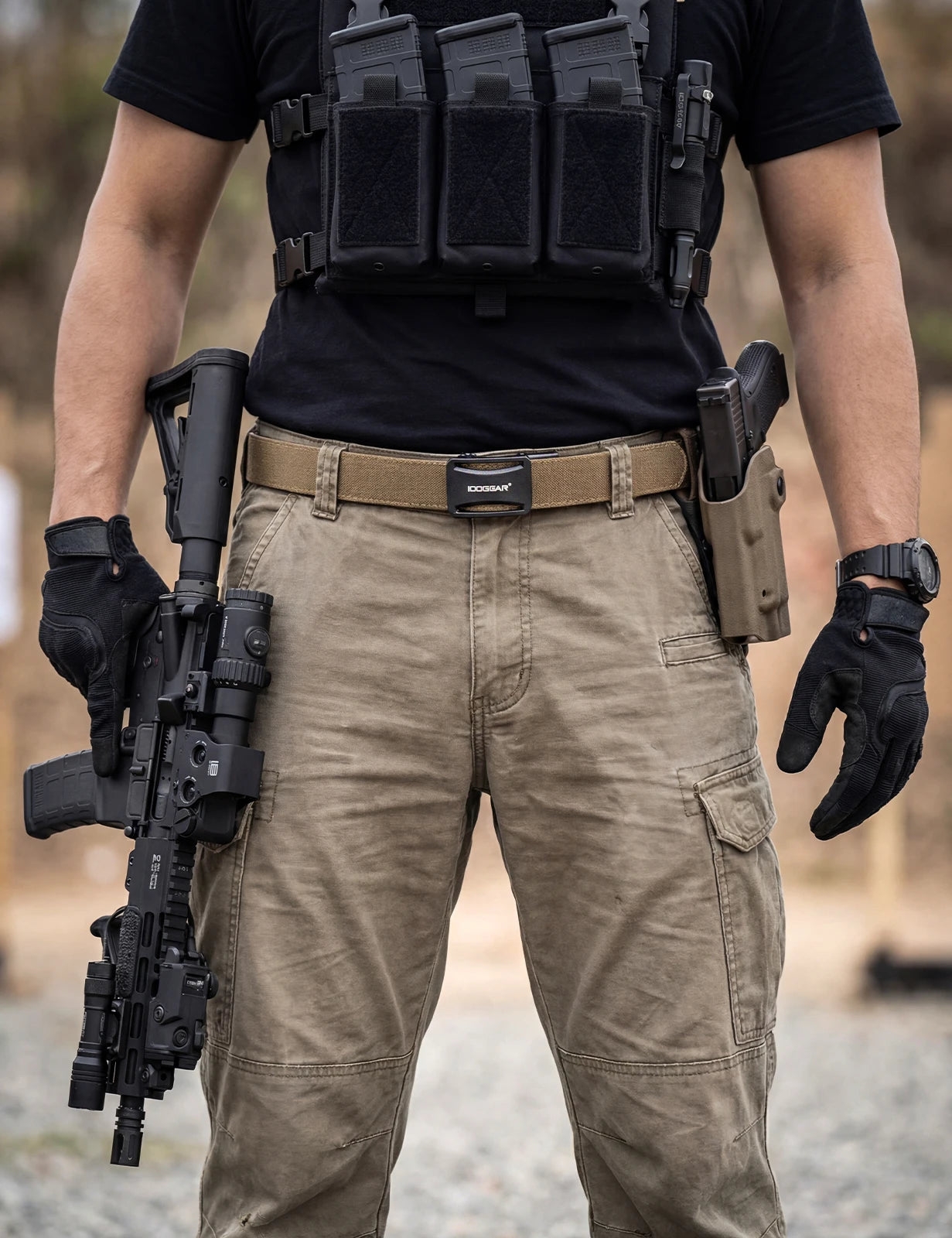 IDOGEAR Tactical Ratchet Belt 1.25” EDC Gun Belt Heavy-Duty Nylon CCW Belts