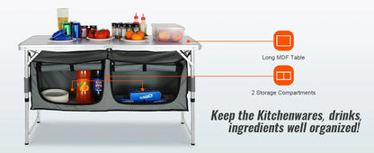 SucceBuy Camping Kitchen Table Quick set-up Folding Camping