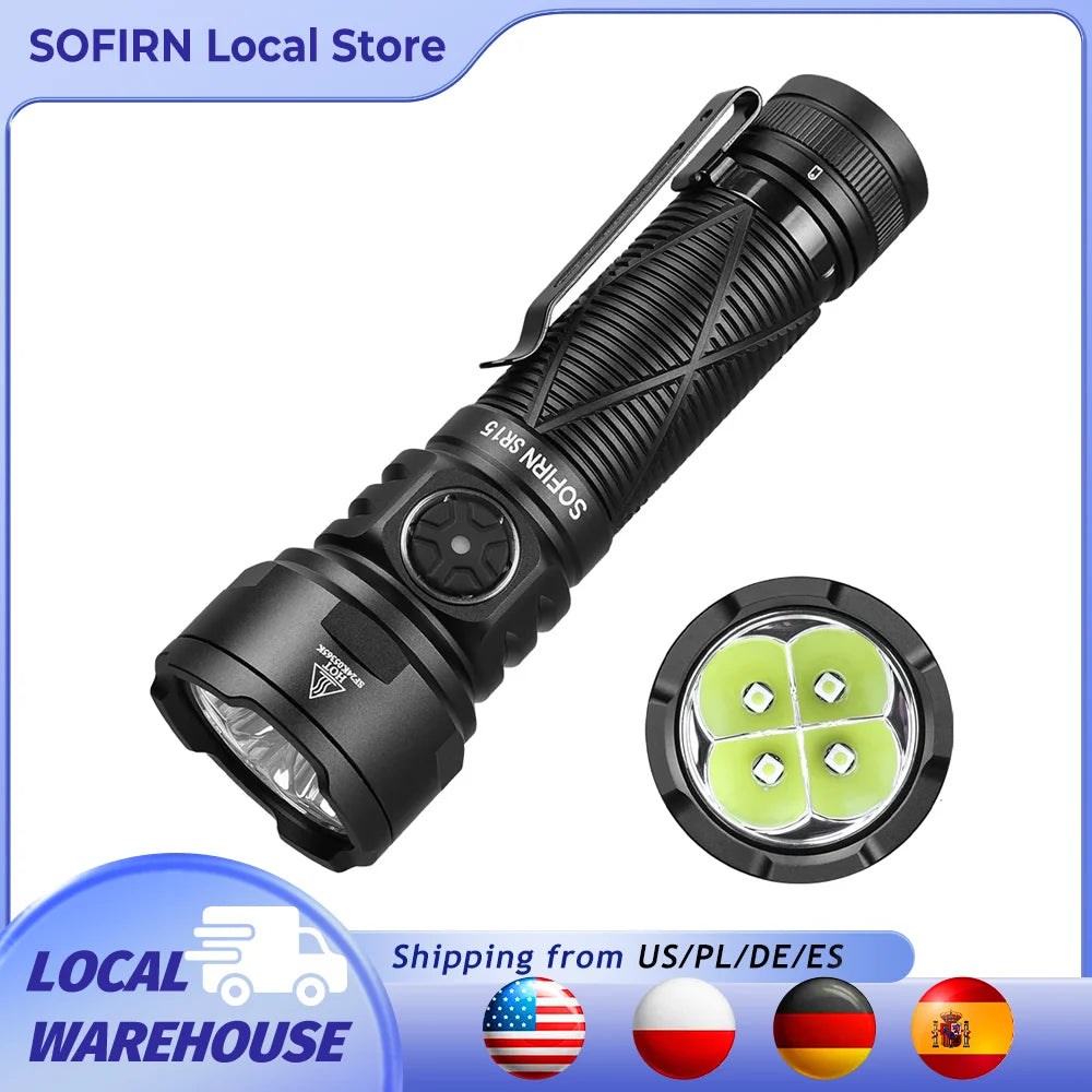 Sofirn SR15 4500LM Flashlight SFT25R Powerful LED Light 21700 USB C Rechargeable
