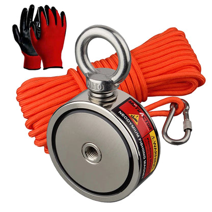 160KG*2 Strong Neodymium Magnet Double Side Super Power  Fishing Magnet with Searching Rope