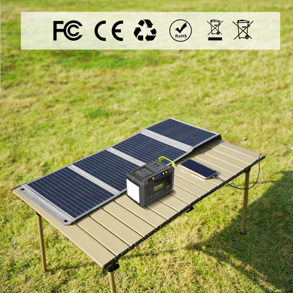 MHPOWOS 40W Foldable Solar Panel 5V USB Portable Battery Charger for Cell Phone Outdoor Waterproof Power Bank for Camping