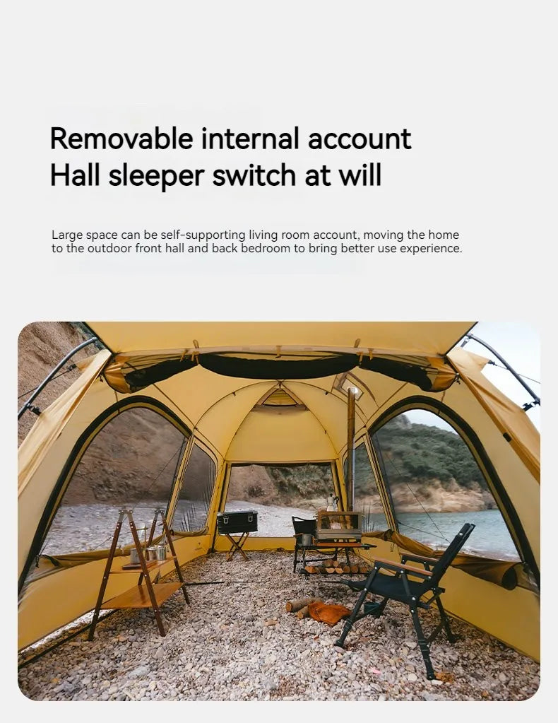 Naturehike Dunes 10.9 Camping Tent 6 People 4 Seasons Dome Extended Canopy Outdoor Waterproof Large  Tent With Chimney Hole