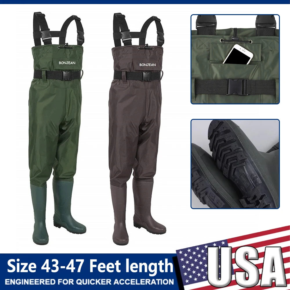 Waterproof Fishing Waders  Chest-Length  With Boots Durable Breathable Overalls Kit for Men Women Outdoor Raft Hunting