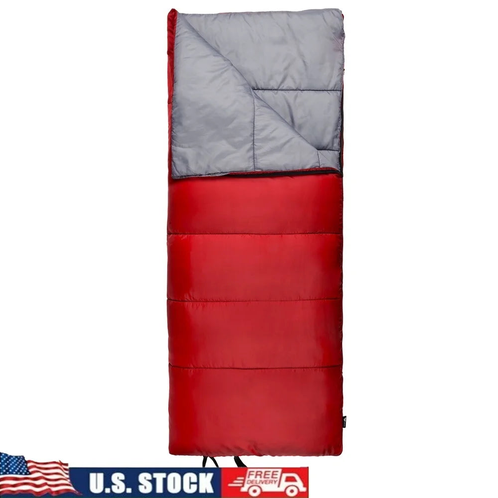 50F Warm Weather Sleeping Bag Compact Lightweight Camping Washable Insulated Polyester Fabric Stuff Sack