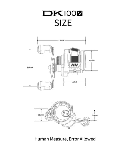 Kawa Fishing Reel Cast Drum Wheel DK100/150/200 Drag 7/15kg Casting Reel12+1BB Weigt 188/203g Metal Body Handle With Rubber Knob
