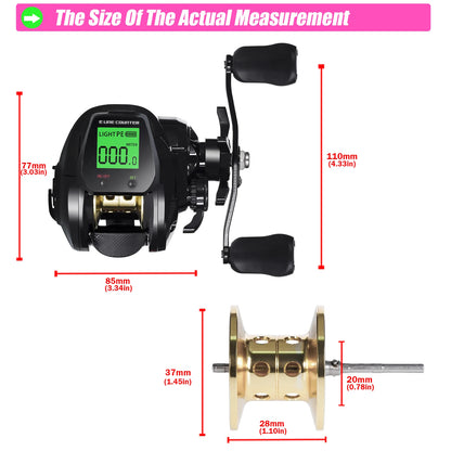 New Big Led Screen Electronic Baitcasting Fishing Reel High Speed 7.2:1 10kg Saltwater Waterproof Cast Drum Wheel Casting