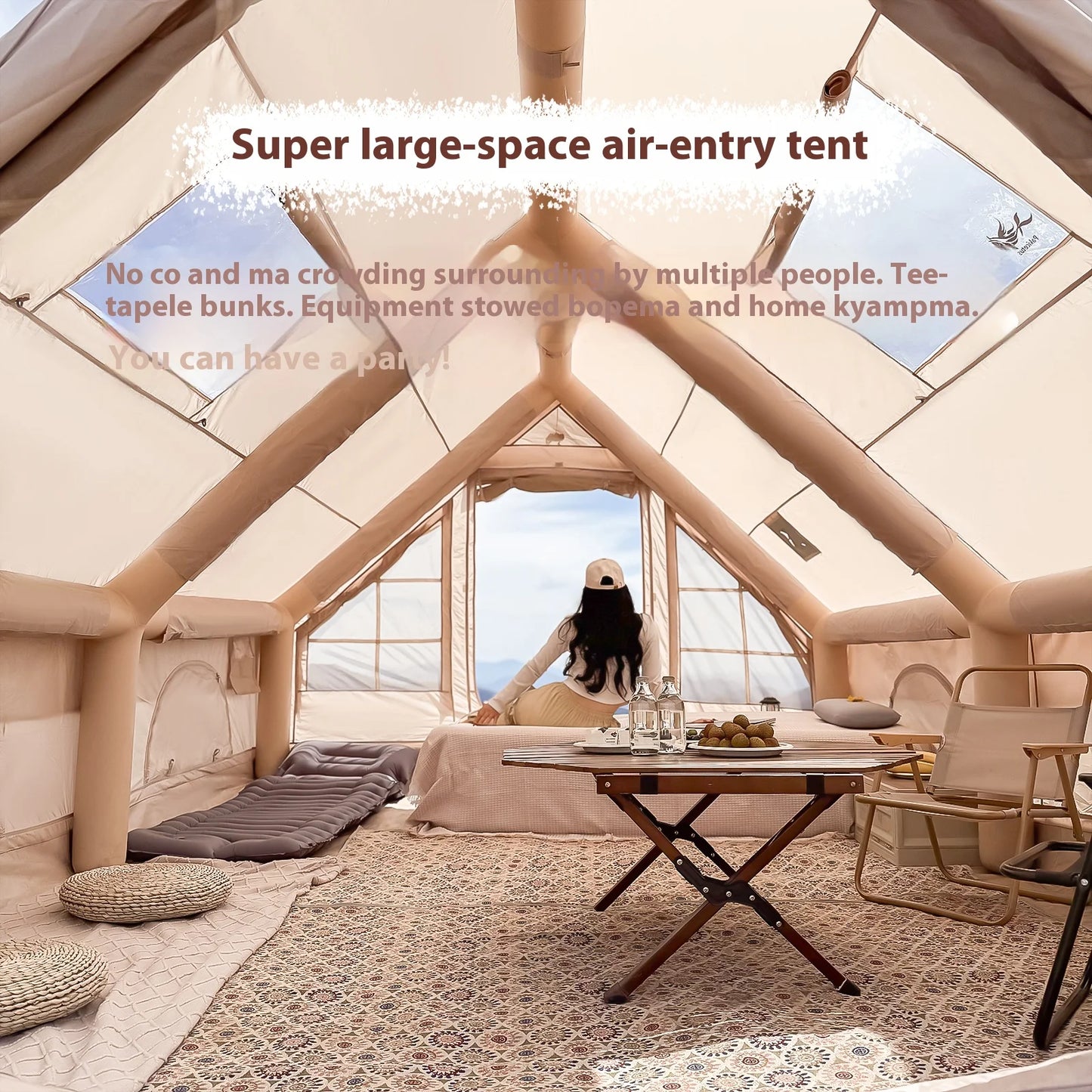 Inflatable Tents For Adult Camping, Luxury Camping Tents, Inflatable Tents With Stove Plug, 4/6/8 Person Family Camping