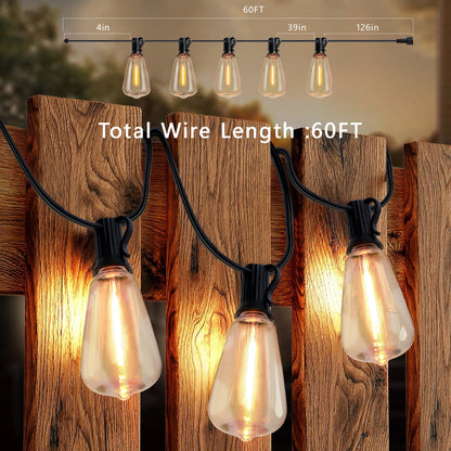 100FT Solar Outdoor String Lights IP65 Waterproof Patio Lights,