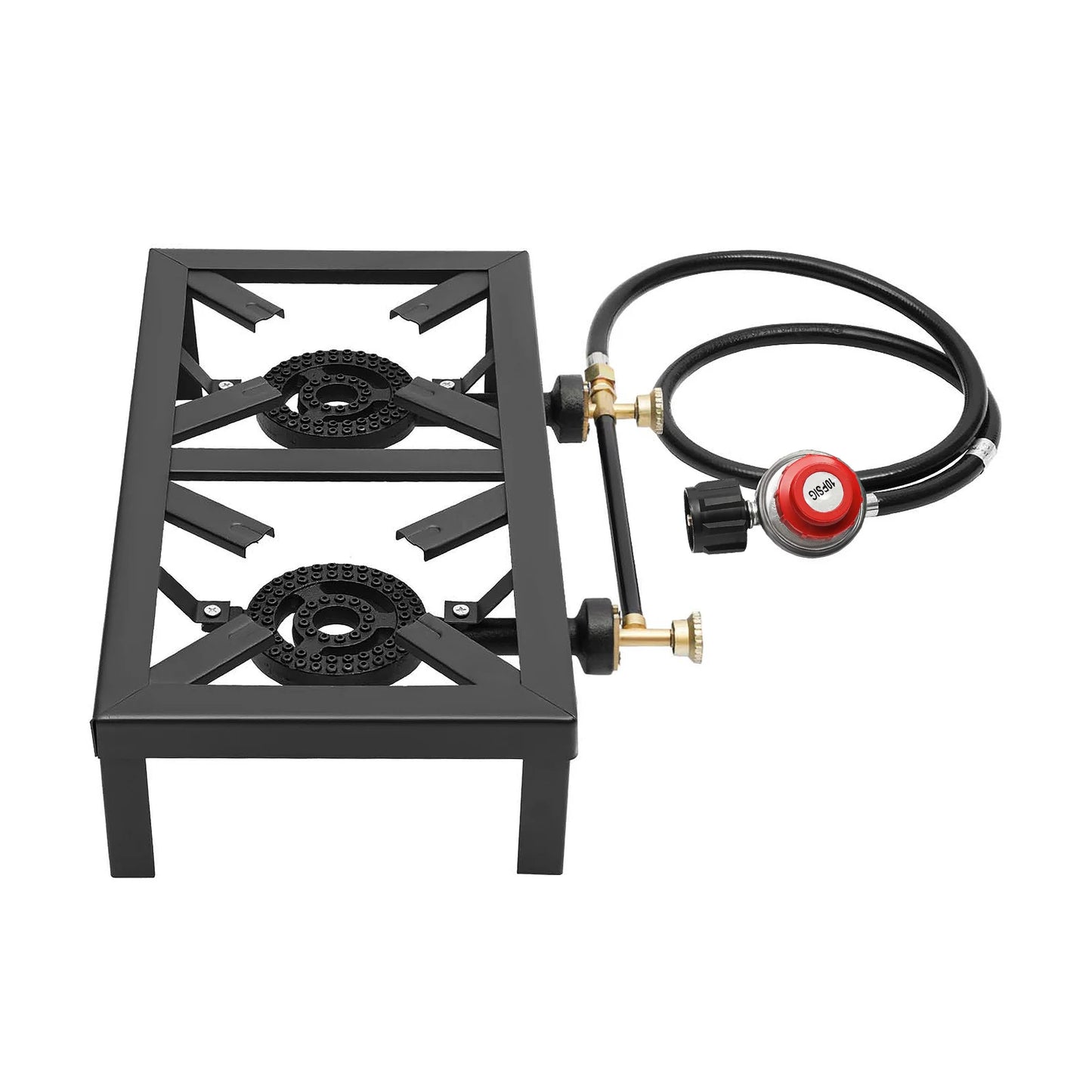 Portable 1/2 Burner Outdoor Gas Stove Propane Cooker with Adjustable 0-10Psi Regulator Hose for Patio Camping, BBQ