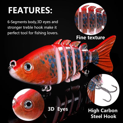 8cm 13g 10PCS Fishing Lure Swimbait Lifelike Fishing Hard Lure Crankbait With 2 Hook Fishing Baits