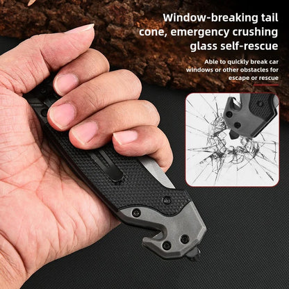 Folding knife with clip, EDC small knife with webbed opening and padded lock,