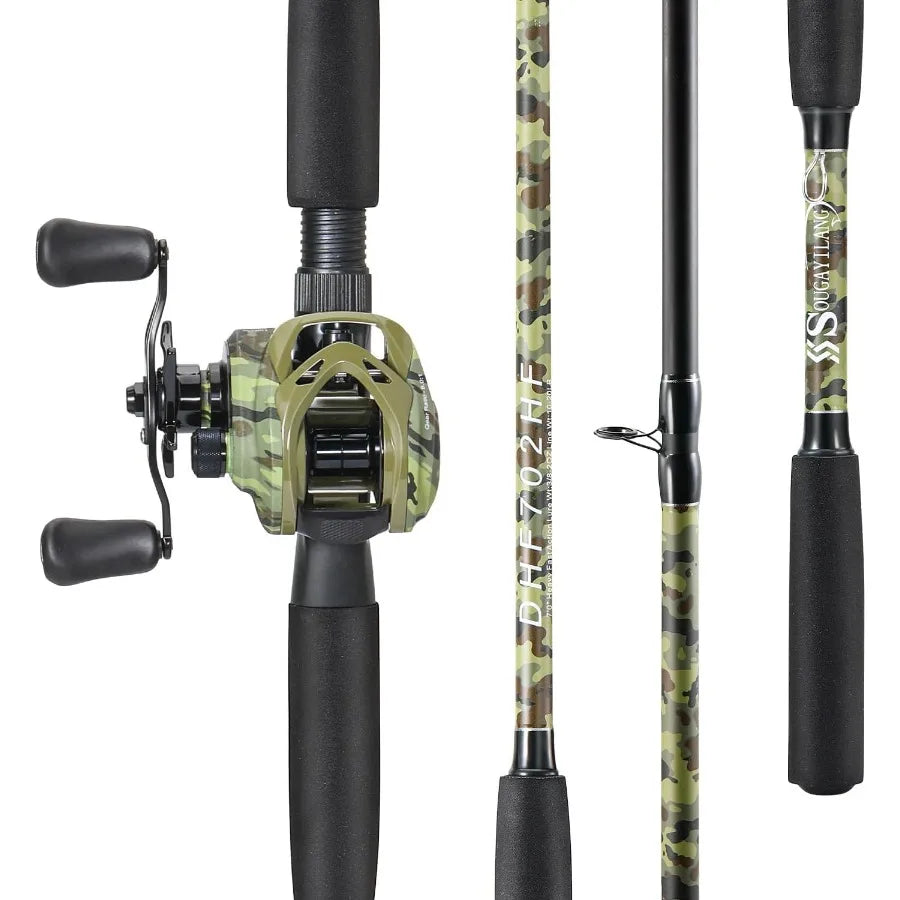 Fishing Pole Casting Reel Combo with Durable Rod Handle Medium Heavy  Steelhead 7'0