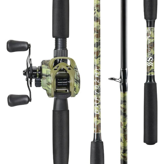Fishing Pole Casting Reel Combo with Durable Rod Handle Medium Heavy  Steelhead 7'0