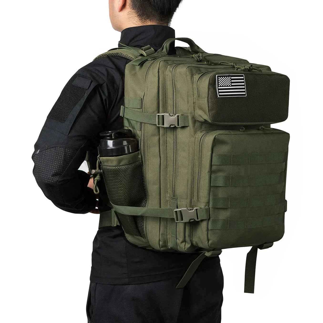 45L tactical backpack for outdoor sports hiking climbing travel with bottle holder