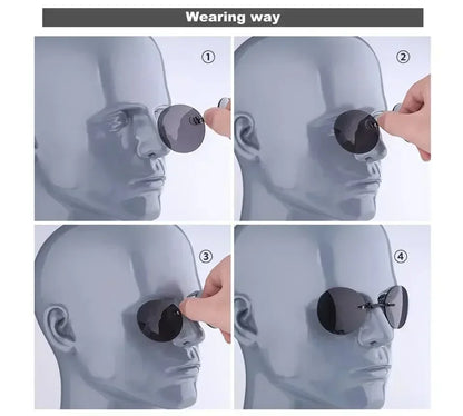 1-2PCS Clip On Nose Glasses Round Rimless Matrix Morpheus Sunglasses