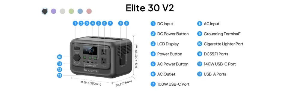 【Renew】BLUETTI Elite 30 V2 Portable Power Station 288Wh 600W Peak Large Capacity Solar Generator