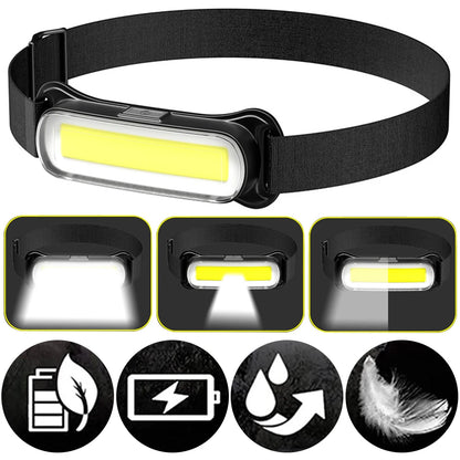 USB Rechargeable LED Headlamp 3 Modes Flashlight Waterproof Head Light Adjustable