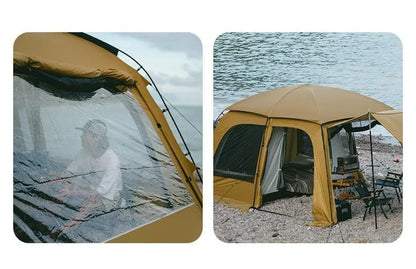 Naturehike Dunes 10.9 Camping Tent 6 People 4 Seasons Dome Extended Canopy Outdoor Waterproof Large  Tent With Chimney Hole