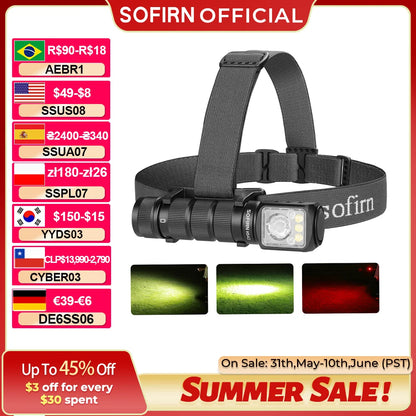 SOFIRN HS42 2100lm Headlamp 18650 USB C Rechargeable with Magnetic