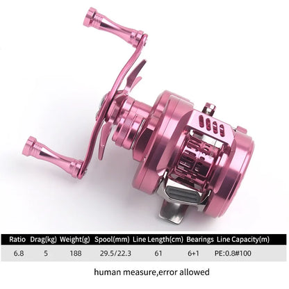 Kawa Fishing Reel Cast Drum Wheel DK100/150/200 Drag 7/15kg Casting Reel12+1BB Weigt 188/203g Metal Body Handle With Rubber Knob